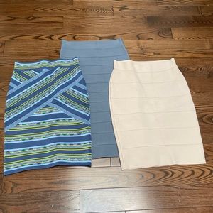 Lot of 3 BCBG tight skirts